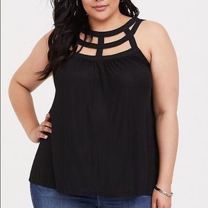 Black Crepe Cage Swing Tank - NWT - Torrid
